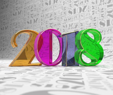 Numarası 2018 arka planı sayı iki, sıfır, bir, sekiz. 3D çizim