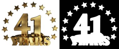 Altın rakam kırk bir ve kelime yılın yıldız ile dekore edilmiştir. 3D çizim
