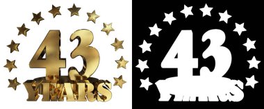 Altın rakam kırk üç ve kelime yılın yıldız ile dekore edilmiştir. 3D çizim