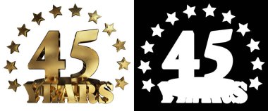 Altın rakam kırk beş ve kelime yılın yıldız ile dekore edilmiştir. 3D çizim