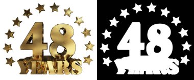 Altın rakam kırk sekiz ve kelime yılın yıldız ile dekore edilmiştir. 3D çizim