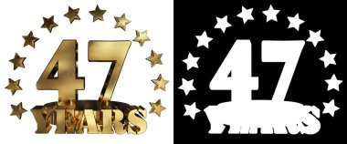 Altın rakam kırk yedi ve kelime yılın yıldız ile dekore edilmiştir. 3D çizim
