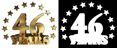 Altın rakam kırk altı ve kelime yılın yıldız ile dekore edilmiştir. 3D çizim