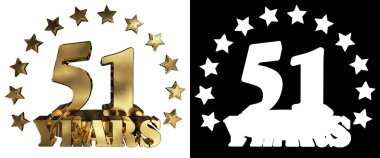 Altın rakam elli bir ve kelime yılın yıldız ile dekore edilmiştir. 3D çizim