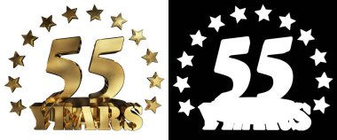 Altın rakam elli beş ve kelime yılın yıldız ile dekore edilmiştir. 3D çizim