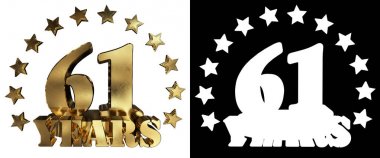 Altın rakam altmış kişi ve kelime yılın yıldız ile dekore edilmiştir. 3D çizim