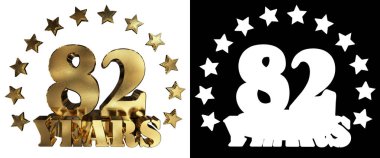 Altın rakam seksen iki ve kelime yılın yıldız ile dekore edilmiştir. 3D çizim
