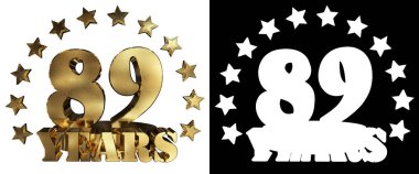 Altın rakam seksen dokuz ve kelime yılın yıldız ile dekore edilmiştir. 3D çizim