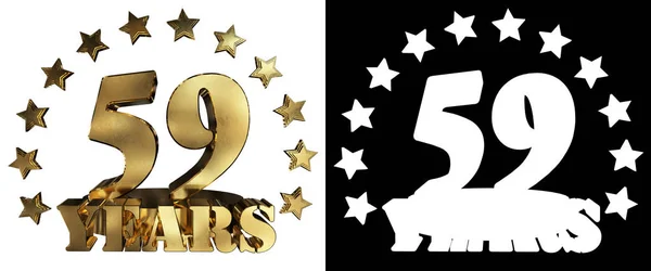Χρυσή ψηφίο εννιά πενήντα και η λέξη της χρονιάς, διακοσμημένα με αστέρια. 3D απεικόνιση — Φωτογραφία Αρχείου