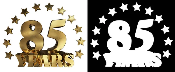 Arany szám nyolcvanöt és a szó-ból év, csillagokkal díszítették. 3D-s illusztráció — Stock Fotó