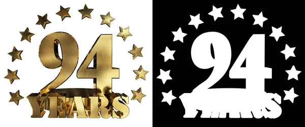 Cifra d'oro novantaquattro tre e la parola dell'anno, decorato con stelle. Illustrazione 3D — Foto Stock