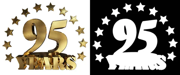 Zlaté číslice devadesát pět a slovo roku, zdobené hvězdami. 3D obrázek — Stock fotografie