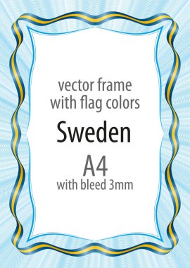 Çerçeve ve şerit kenarlığını İsveç bayrağının renkleri ile