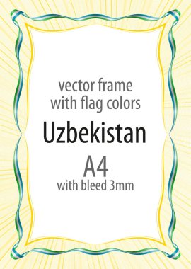 Çerçeve ve şerit kenarlığını Özbekistan fla renkleri ile
