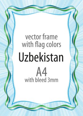 Çerçeve ve şerit kenarlığını Özbekistan fla renkleri ile
