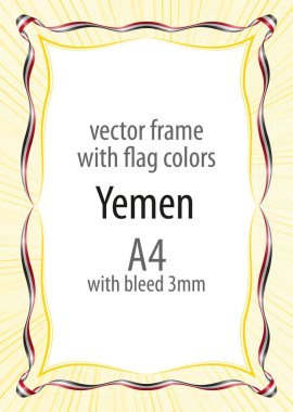 Çerçeve ve şerit kenarlığını Yemen bayrak renkleri ile