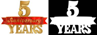 Altın rakam beş ve yılın sözcüğü. 3D çizim