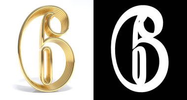 Alt gölge ve alfa beyaz zemin üzerine altın altıncı