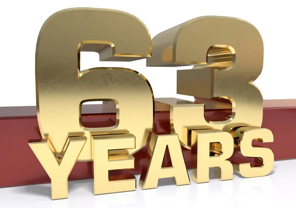 Dígitos dorados sesenta y tres y la palabra del año. Ilustraciones 3D —  Fotos de Stock