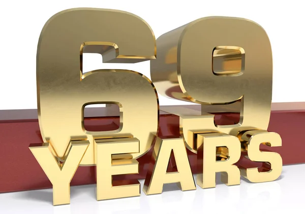 Gouden cijfers sixty nine en het woord van het jaar. 3D-illustratio — Stockfoto
