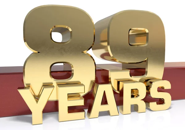 Cifra d'oro ottantanove e la parola dell'anno. Illustri 3D — Foto Stock