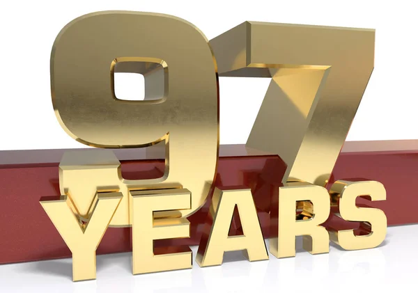 Dígitos de oro noventa y siete y la palabra del año. Ilustración 3D —  Fotos de Stock