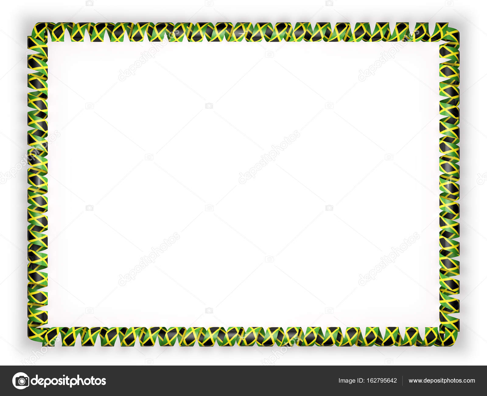 Frame And Border Of Ribbon With The Jamaica Flag 3d