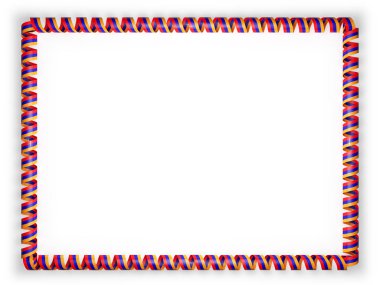 Çerçeve ve kurdele ile Ermenistan bayrağı kenarlığını. 3D çizim