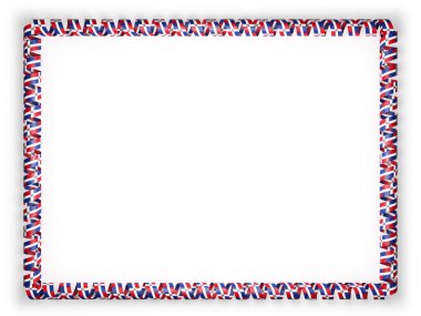 Çerçeve ve kurdele ile Dominik Cumhuriyeti bayrağı kenarlığını. 3D çizim