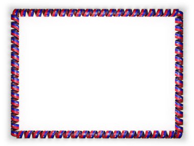 Çerçeve ve şerit altın ipten kenar Haiti bayrağı kenarlığını. 3D çizim