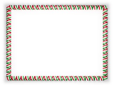 Çerçeve ve kurdele ile Macaristan bayrağı kenarlığını. 3D çizim