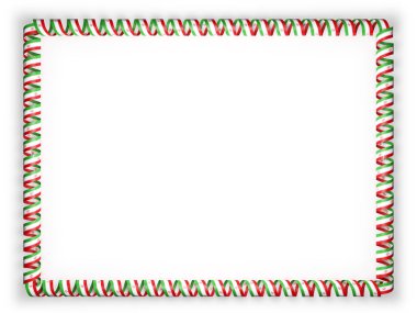 Çerçeve ve kurdele ile Iran bayrağı kenarlığını. 3D çizim