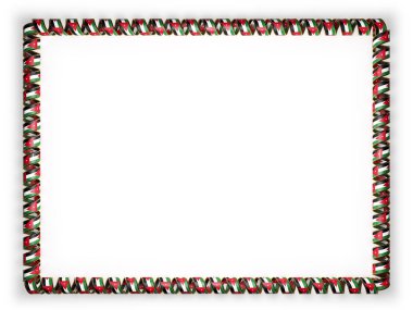 Çerçeve ve şerit altın ipten kenar Jordan bayrağı kenarlığını. 3D çizim