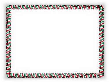 Çerçeve ve kurdele ile Kuveyt bayrağı kenarlığını. 3D çizim