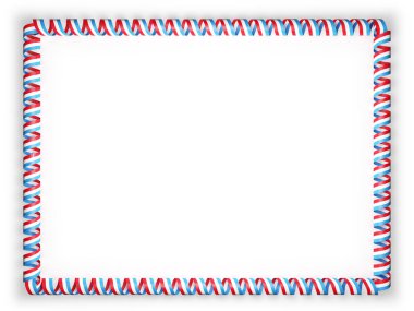 Çerçeve ve kurdele ile Lüksemburg bayrağı kenarlığını. 3D çizim