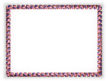 Çerçeve ve şerit altın ipten kenar Malezya bayrağı kenarlığını. 3D çizim