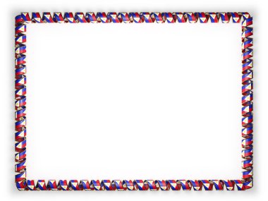 Çerçeve ve şerit altın ipten kenar Filipinler bayrağı kenarlığını. 3D çizim