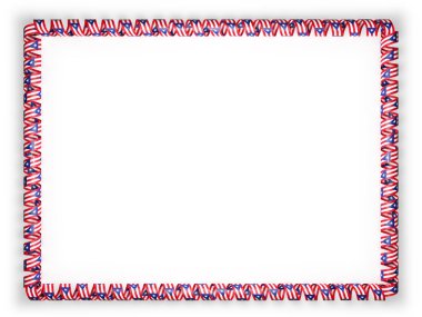 Çerçeve ve kurdele ile Porto Riko bayrak kenarlığını. 3D çizim