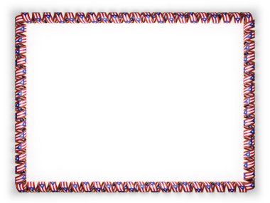 Çerçeve ve şerit altın ipten kenar Porto Riko bayrağı kenarlığını. 3D çizim