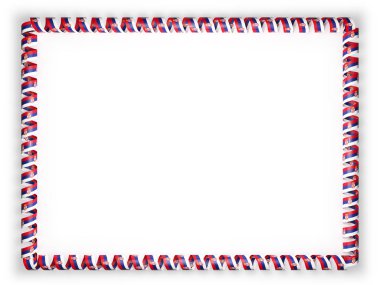 Çerçeve ve kurdele ile Sırbistan bayrağı kenarlığını. 3D çizim