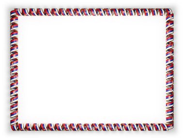 Çerçeve ve şerit altın ipten kenar Sırbistan bayrağı kenarlığını. 3D çizim