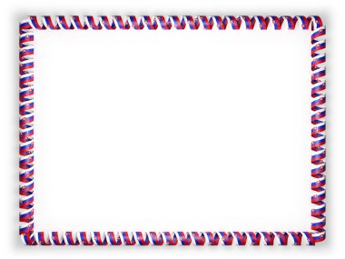 Çerçeve ve kurdele ile Slovakya bayrağı kenarlığını. 3D çizim