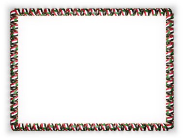 Çerçeve ve şerit altın ipten kenar Sudan bayrağı kenarlığını. 3D çizim