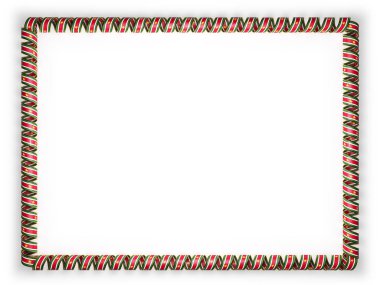 Çerçeve ve şerit altın ipten kenar Surinam bayrağı kenarlığını. 3D çizim