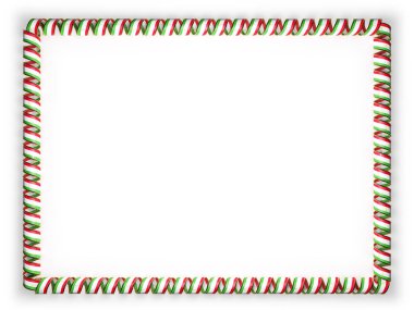 Çerçeve ve şerit altın ipten kenar Tacikistan bayrağı kenarlığını. 3D çizim