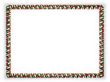 Çerçeve ve şerit altın ipten kenar Birleşik Arap Emirlikleri bayrağı kenarlığını. 3D çizim