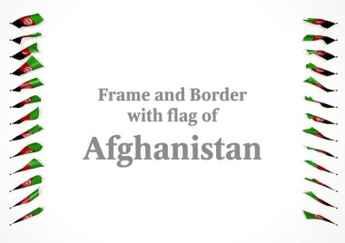 Çerçeve ve Afganistan bayrağı ile sınır. 3D çizim