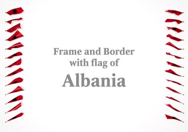 Çerçeve ve Arnavutluk bayrağı ile sınır. 3D çizim