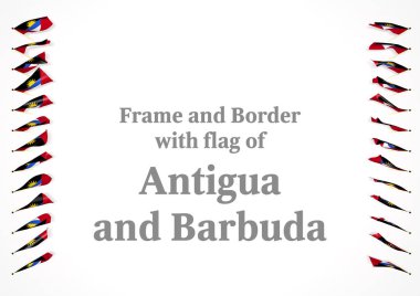 Çerçeve ve Antigua ve Barbuda bayrağı ile sınır. 3D çizim
