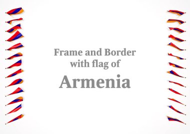 Çerçeve ve Ermenistan bayrağı ile sınır. 3D çizim